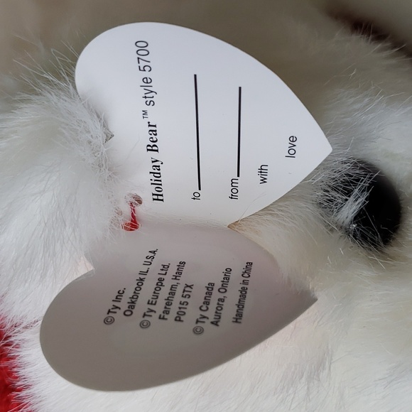 NWT Holiday Bear 🐻 Ty Vintage Classic Plush 🐻 5700 Collectible Toy PVC pellets - Picture 5 of 10